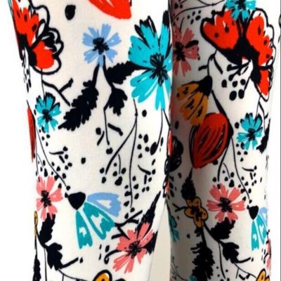 New Spring Bright flowers Peachskin leggings Plus Size